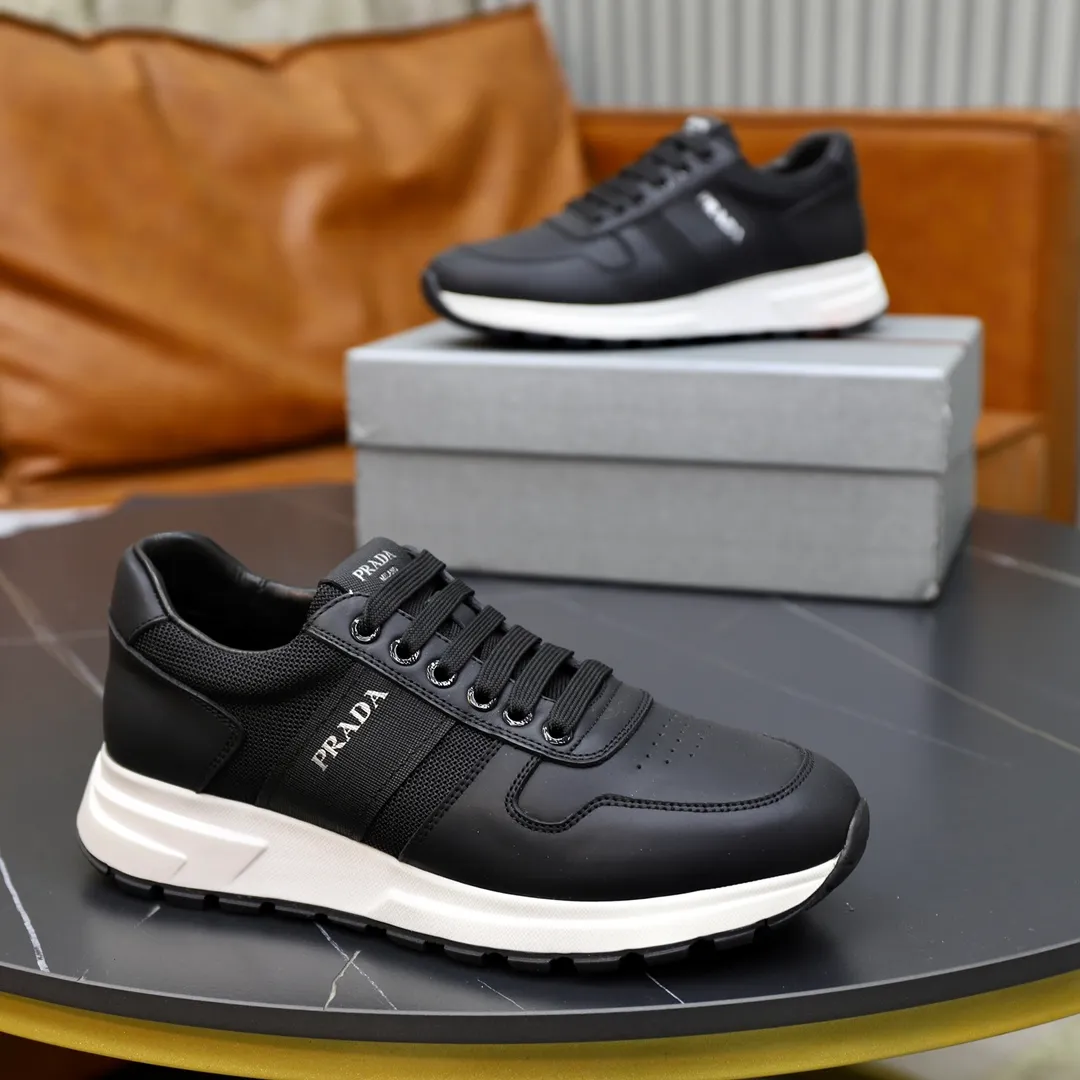 Men's shoes 💰600💰🙅‍♂️🙅‍♂️🙅‍♂️ [PRADA] Prada - High-end quality original order - Upper: Nappa calfskin, tumbled calfskin spliced stretch cloth surface, tongue high frequency brand logo - Lining: water-dyed cowhide - Outsole: ultra-light TPU foam rubber; two-color molded outsole -Ultra-high quality control and fine workmanship: outstanding (high-end, extravagance, grade) -Size: 38-44 (45 can be customized)